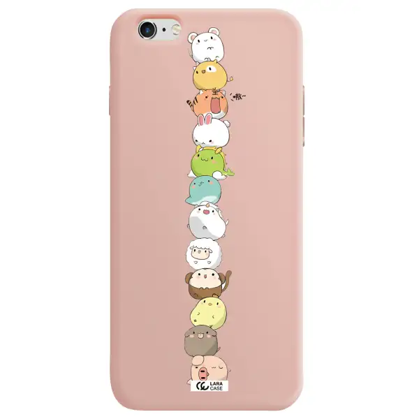 a stack of cartoon animals Apple iPhone 6 s plus Silicone pastel pink Case