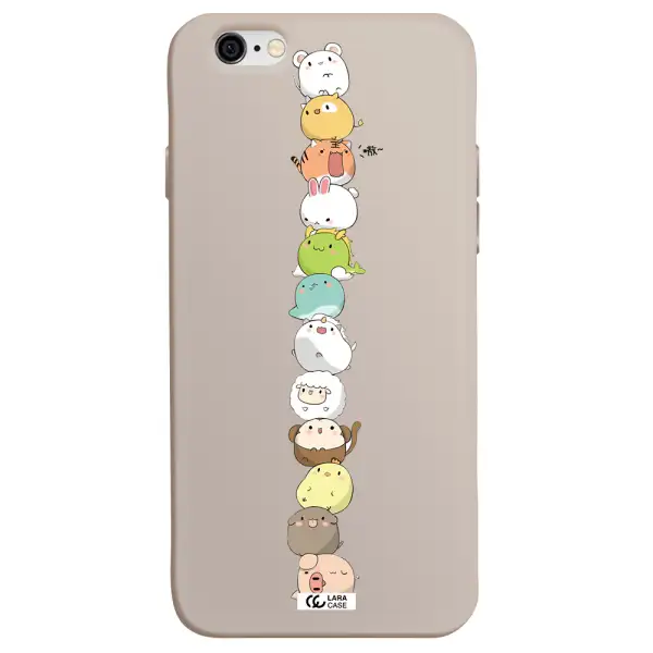 a stack of cartoon animals Apple iPhone 6 Silicone Stone Case