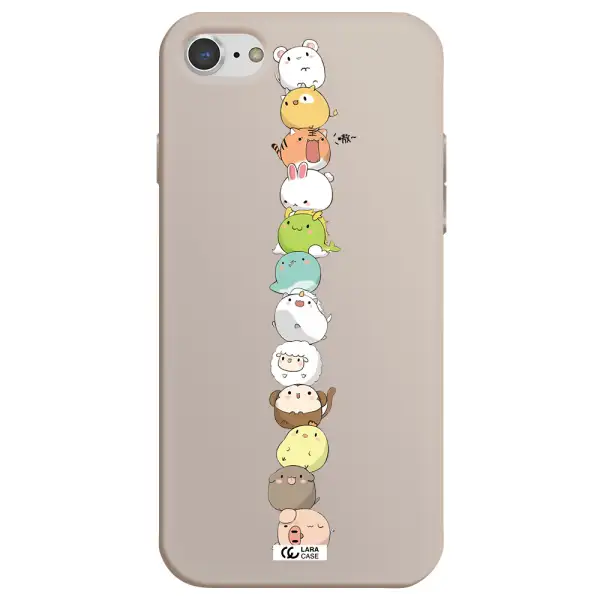 a stack of cartoon animals Apple iPhone 7 Silicone Stone Case