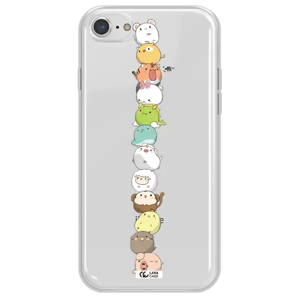 a stack of cartoon animals Apple iPhone 8 Clear TPU Case