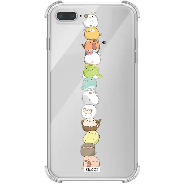a stack of cartoon animals Apple iPhone 8 plus Clear PC Case