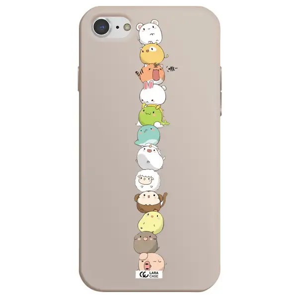 a stack of cartoon animals Apple iPhone 8 Silicone Stone Case