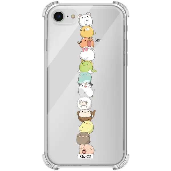 a stack of cartoon animals Apple iPhone se 2020 Clear PC Case