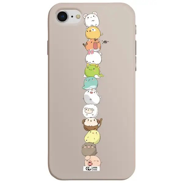 a stack of cartoon animals Apple iPhone se 2020 Silicone Stone Case