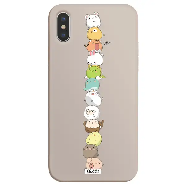 a stack of cartoon animals Apple iPhone X Silicone Stone Case