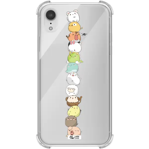 a stack of cartoon animals Apple iPhone XR Clear PC Case