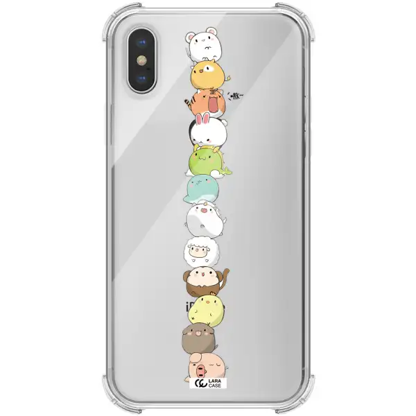 a stack of cartoon animals Apple iPhone XS max Clear PC Case