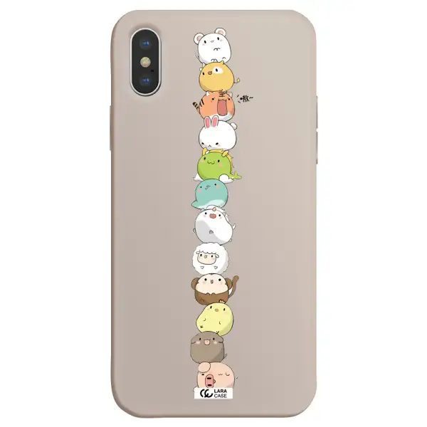a stack of cartoon animals Apple iPhone XS Silicone Stone Case