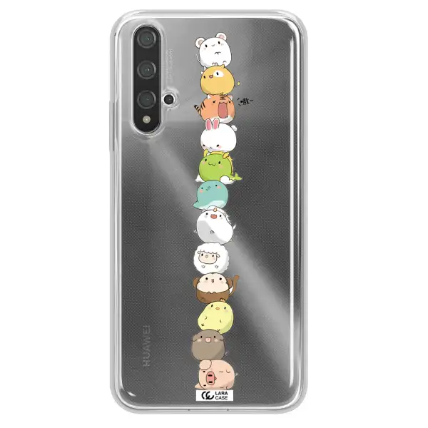a stack of cartoon animals Huawei Nova 5t Clear TPU Case