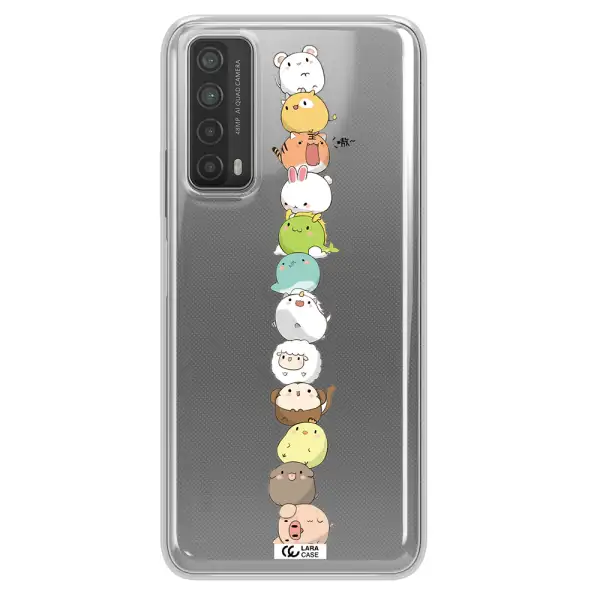 a stack of cartoon animals Huawei P Smart 2021 Clear TPU Case