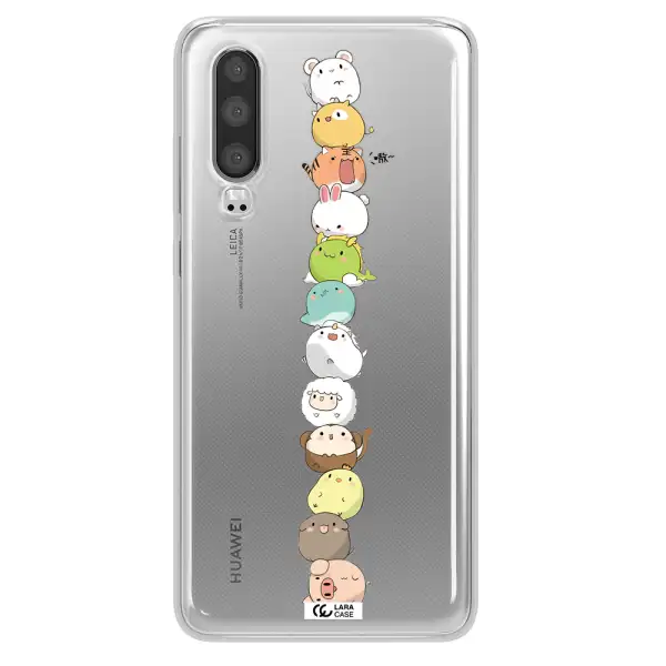 a stack of cartoon animals Huawei P30 Clear TPU Case