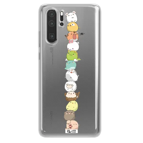 a stack of cartoon animals Huawei P30 Pro Clear TPU Case