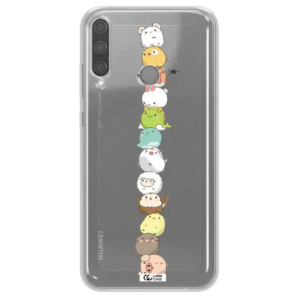 a stack of cartoon animals Huawei P40 Lite E Clear TPU Case