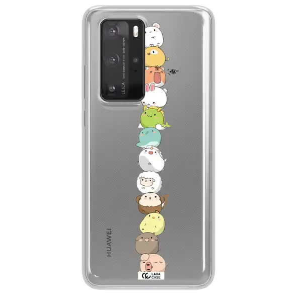 a stack of cartoon animals Huawei P40 Pro Clear TPU Case
