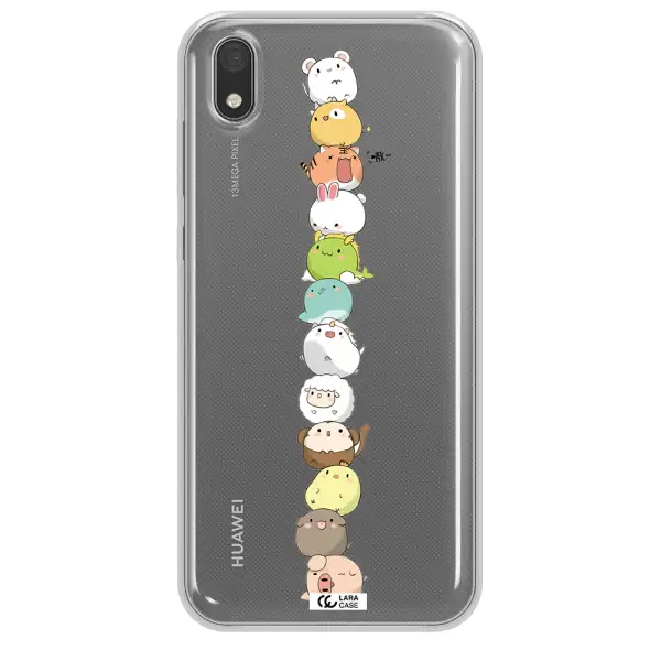 a stack of cartoon animals Huawei Y5 2019 Clear TPU Case