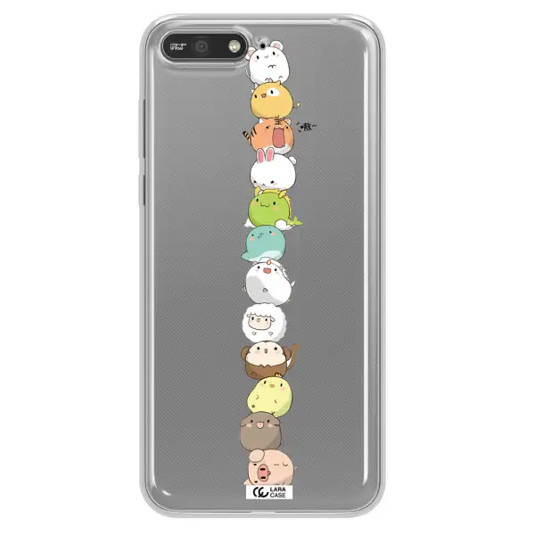 a stack of cartoon animals Huawei Y6 2018 Clear TPU Case
