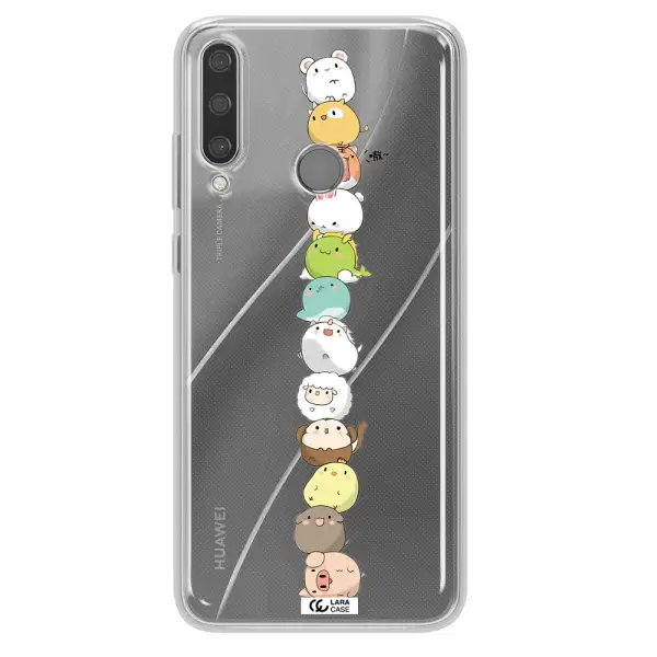 a stack of cartoon animals Huawei Y6P Clear TPU Case