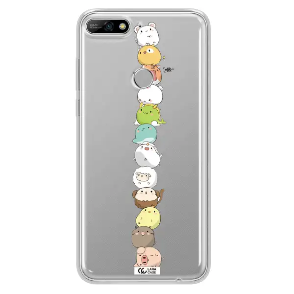 a stack of cartoon animals Huawei Y7 2018 Clear TPU Case