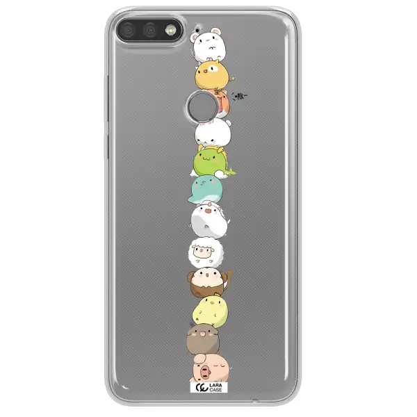 a stack of cartoon animals Huawei Y7 Prime 2018 Clear TPU Case