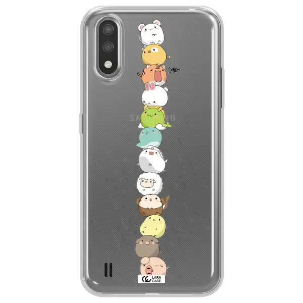 a stack of cartoon animals Samsung A01 Clear TPU Case