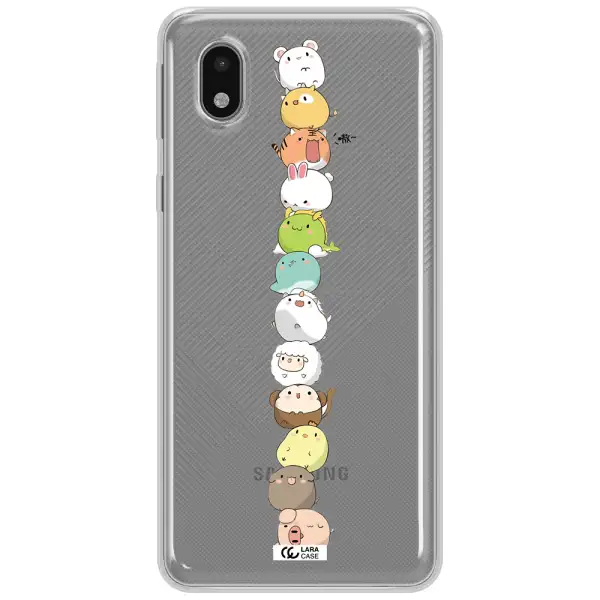 A Stack Of Cartoon Animals Samsung A01 Core Clear Tpu Case