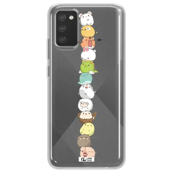 a stack of cartoon animals Samsung A02S Clear TPU Case
