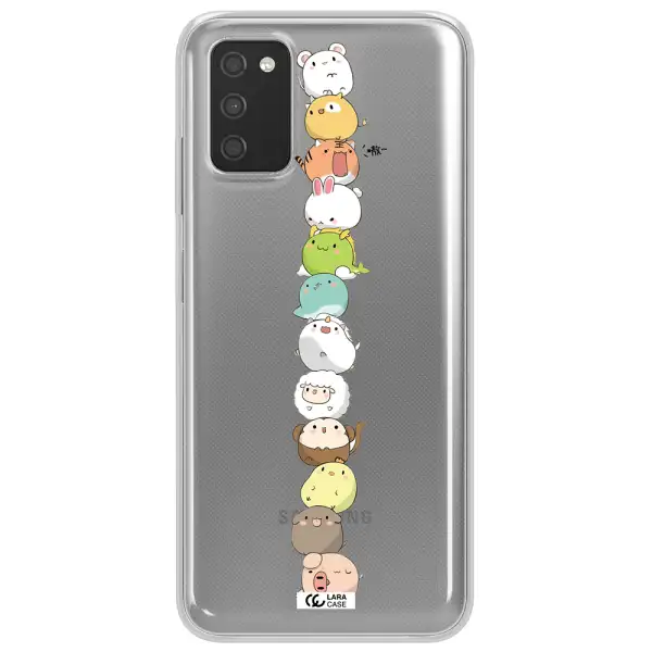 a stack of cartoon animals Samsung A03S Clear TPU Case