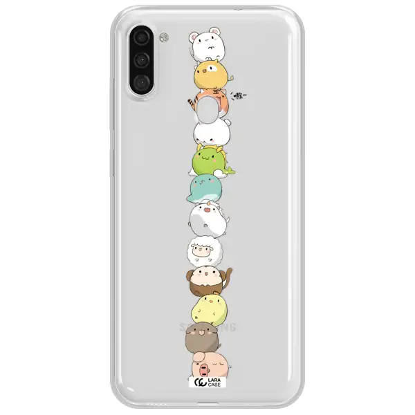 a stack of cartoon animals Samsung A11 Clear TPU Case