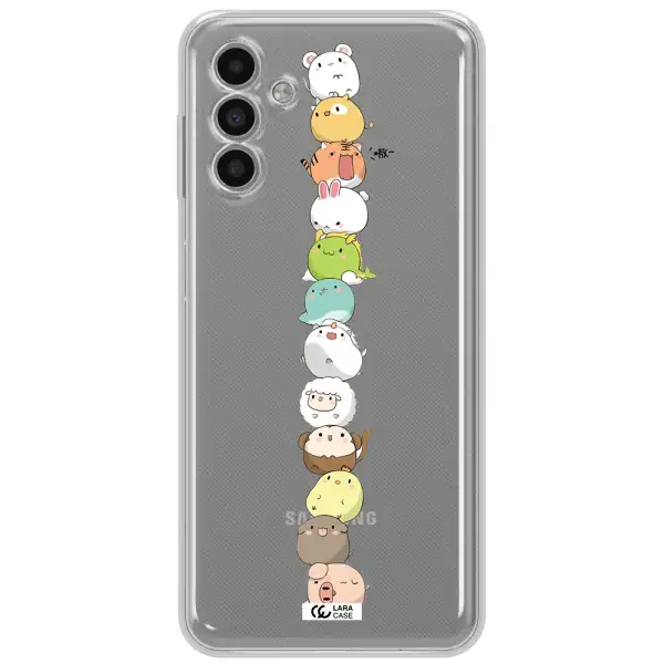 A Stack Of Cartoon Animals Samsung A13 5G Clear Tpu Case