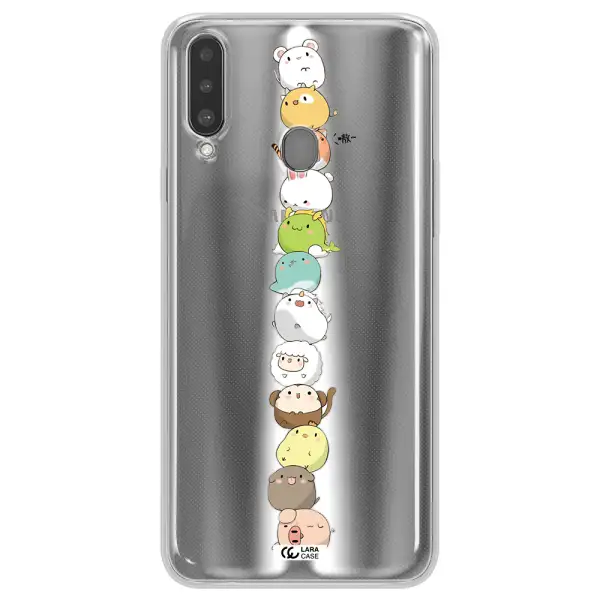 a stack of cartoon animals Samsung A20S Clear TPU Case
