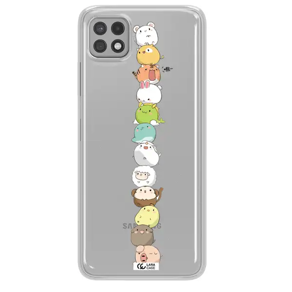 a stack of cartoon animals Samsung A22 5g Clear TPU Case