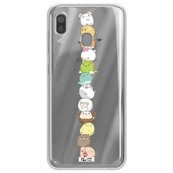 a stack of cartoon animals Samsung A30 Clear TPU Case