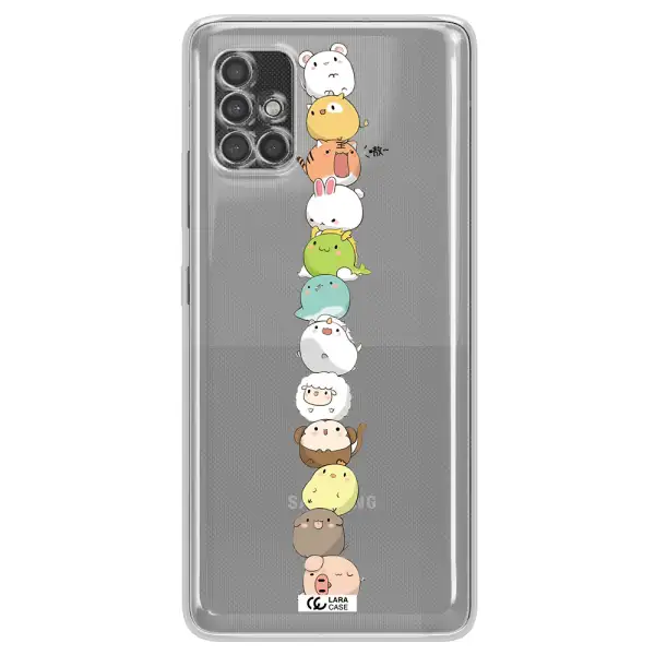 A Stack Of Cartoon Animals Samsung A40S Clear Tpu Case