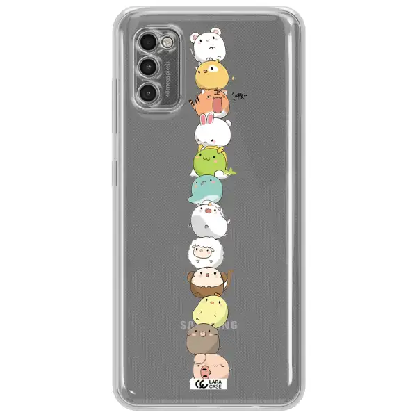 A Stack Of Cartoon Animals Samsung A41 Clear Tpu Case