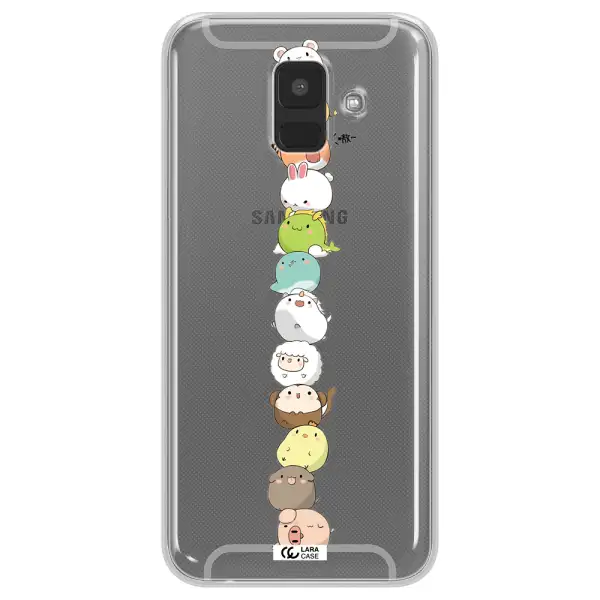 a stack of cartoon animals Samsung A6 Clear TPU Case
