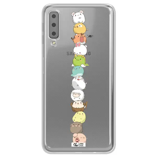 a stack of cartoon animals Samsung A7 2018 Clear TPU Case