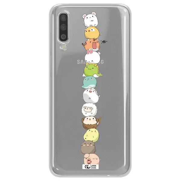 a stack of cartoon animals Samsung A70 Clear TPU Case