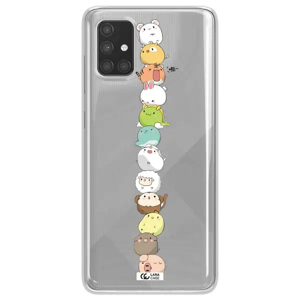 a stack of cartoon animals Samsung A71 Clear TPU Case