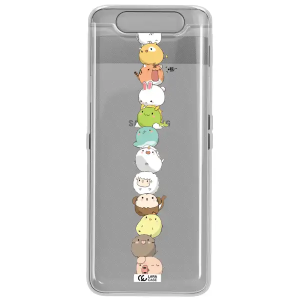 a stack of cartoon animals Samsung A80 Clear TPU Case