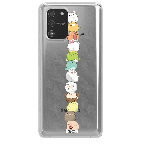 a stack of cartoon animals Samsung A91 Clear TPU Case