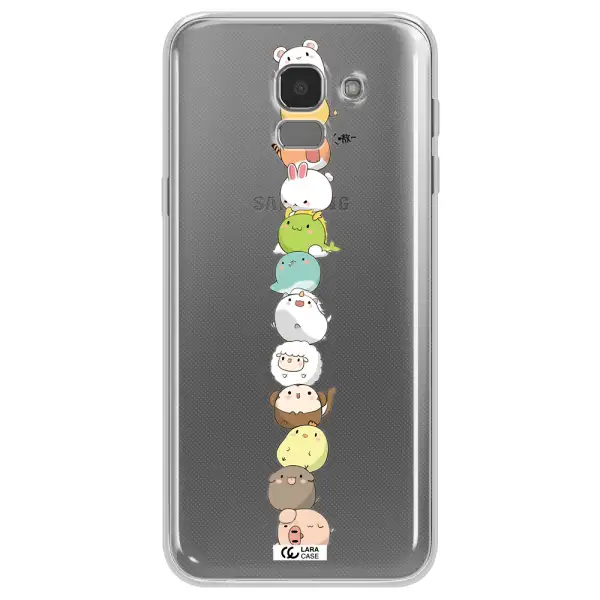 a stack of cartoon animals Samsung J6 Clear TPU Case