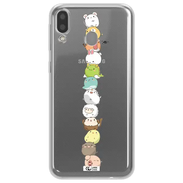 a stack of cartoon animals Samsung M20 Clear TPU Case