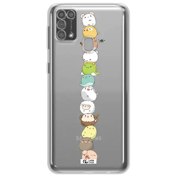 a stack of cartoon animals Samsung M31 Clear TPU Case