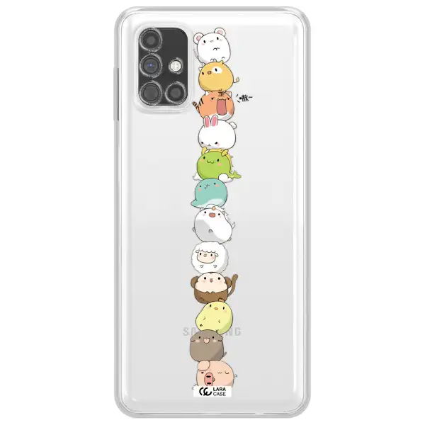 a stack of cartoon animals Samsung M51 Clear TPU Case