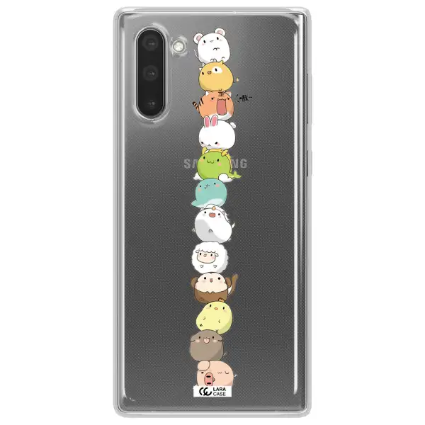 a stack of cartoon animals Samsung Note 10 Clear TPU Case