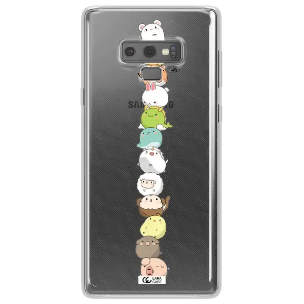 a stack of cartoon animals Samsung Note 9 Clear TPU Case