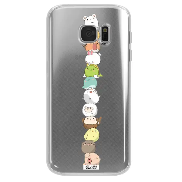 a stack of cartoon animals Samsung S 7 Clear TPU Case