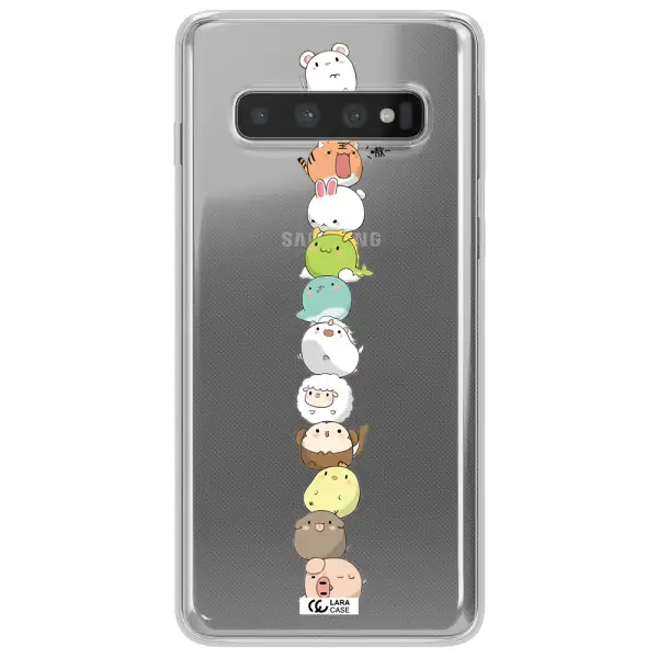a stack of cartoon animals Samsung S10 Plus Clear TPU Case