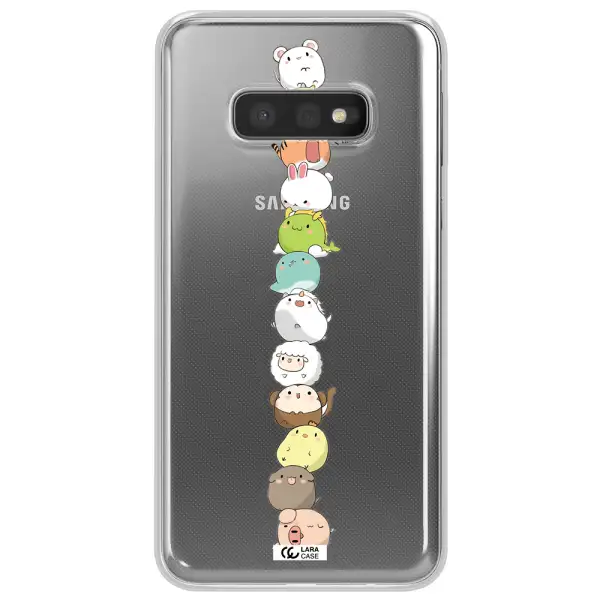 a stack of cartoon animals Samsung S10e Clear TPU Case