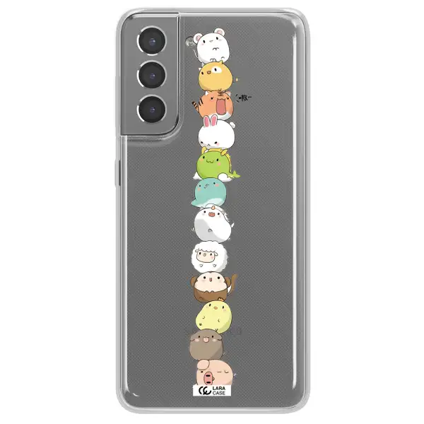 a stack of cartoon animals Samsung S21 Clear TPU Case